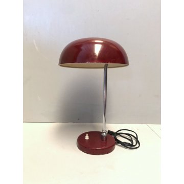 LAMPADA TAVOLO VINTAGE MID CENTURY DESK LAMP METALLO BORDEAUX FUNZIONANTE 