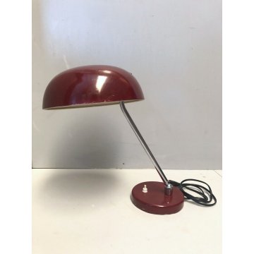 LAMPADA TAVOLO VINTAGE MID CENTURY DESK LAMP METALLO BORDEAUX FUNZIONANTE 