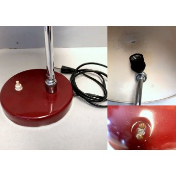 LAMPADA TAVOLO VINTAGE MID CENTURY DESK LAMP METALLO BORDEAUX FUNZIONANTE 