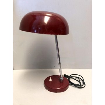 LAMPADA TAVOLO VINTAGE MID CENTURY DESK LAMP METALLO BORDEAUX FUNZIONANTE 