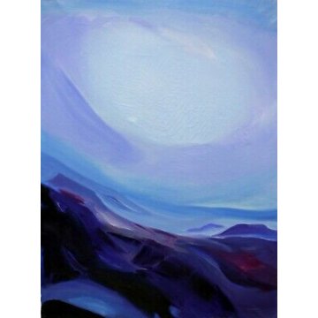 QUADRO DIPINTO Osvaldo Pivetta PAESAGGIO DUE ASTRATTO 1971 NEVE BLU FREDDO EPOCA