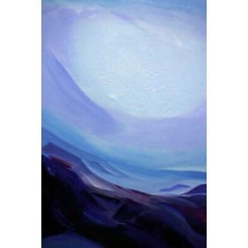 QUADRO DIPINTO Osvaldo Pivetta PAESAGGIO DUE ASTRATTO 1971 NEVE BLU FREDDO EPOCA
