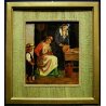 ANTICO QUADRO OLIO CARTONE G. Giaconita FIGURE DONNE BIMBO CUCINA FORNO PANE '39
