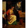 ANTICO QUADRO OLIO CARTONE G. Giaconita FIGURE DONNE BIMBO CUCINA FORNO PANE '39
