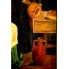 ANTICO QUADRO OLIO CARTONE G. Giaconita FIGURE DONNE BIMBO CUCINA FORNO PANE '39