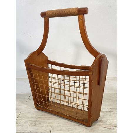  PORTARIVISTE CON MANICO LEGNO PALISSANDRO CORDA DESIGN MID CENTURY ANNI 50 OLD