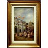 QUADRO DIPINTO Baraldi OLIO TAVOLA PUTTI MONUMENTO NEOCLASSICO DAME BAGNI TERME