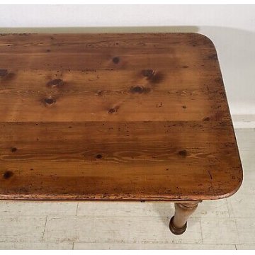 ANTICO TAVOLO LEGNO NOCE ABETE SALA PRANZO RUSTICO 2 CASSETTI 1800 SCRIVANIA 