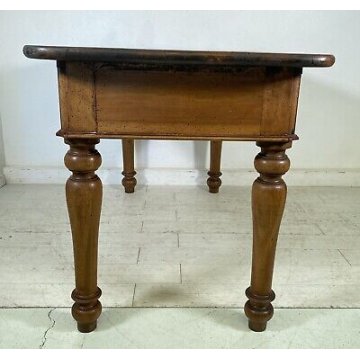 ANTICO TAVOLO LEGNO NOCE ABETE SALA PRANZO RUSTICO 2 CASSETTI 1800 SCRIVANIA 
