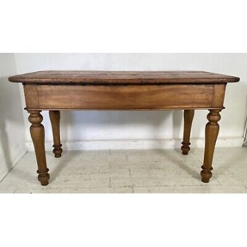 ANTICO TAVOLO LEGNO NOCE ABETE SALA PRANZO RUSTICO 2 CASSETTI 1800 SCRIVANIA 