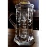 CARAFFA VINTAGE REFRIGERANTE VETRO BROCCA VERSATOIO ACQUA DRINK TAPPO SILVER 70'