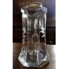 CARAFFA VINTAGE REFRIGERANTE VETRO BROCCA VERSATOIO ACQUA DRINK TAPPO SILVER 70'