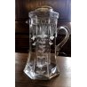 CARAFFA VINTAGE REFRIGERANTE VETRO BROCCA VERSATOIO ACQUA DRINK TAPPO SILVER 70'