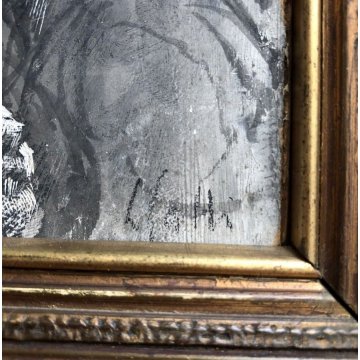ANTICO DISEGNO TECNICA MISTA STUDIO VOLTO CARTA ACQUERELLO GRAFFIATO FIRMATO 800