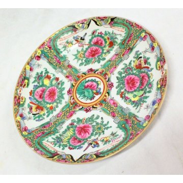 PIATTO PORCELLANA CINESE Qing CANTONE Famille Rose CHINESE PORCELAIN PLATE 23CM 