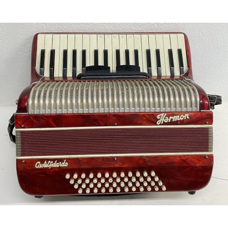 ANTICA FISARMONICA HARMONY CASTELFIDARDO ANNI 40 ROSSA FUNZIONANTE STRUMENTO 