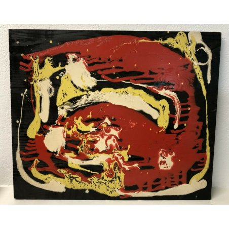 ANTICO QUADRO ASTRATTO ACRILICO SU TAVOLA PROCACCINI CLAUDIO MILANO DIPINTO OLD 