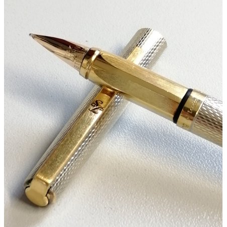 PENNA STILOGRAFICA John Sterling ARGENTO 925 OLD SILVER FOUNTAIN PEN nib ORO 14k