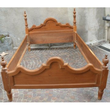 ANTICO LETTO ALLA FRANCESE Barocco LEGNO NOCE epoca 800 baionetta OLD WOOD BED