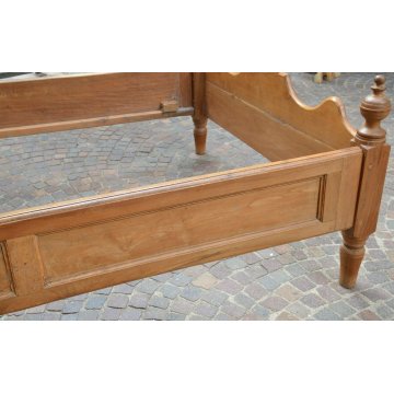 ANTICO LETTO ALLA FRANCESE Barocco LEGNO NOCE epoca 800 baionetta OLD WOOD BED