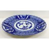 ANTICO PIATTO CERAMICA DIPINTO A MANO BLU GIAPPONESE ANNI 40 FIRMATO OLD DISH 