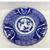 ANTICO PIATTO CERAMICA DIPINTO A MANO BLU GIAPPONESE ANNI 40 FIRMATO OLD DISH 
