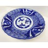 ANTICO PIATTO CERAMICA DIPINTO A MANO BLU GIAPPONESE ANNI 40 FIRMATO OLD DISH 