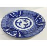 ANTICO PIATTO CERAMICA DIPINTO A MANO BLU GIAPPONESE ANNI 40 FIRMATO OLD DISH 