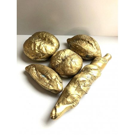SET 5 SCULTURA OTTONE BRASS SCULPTURE PANE MICHETTA FILONE ARTE CONTEMPORANEA 