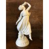 SCULTURA STATUINA CERAMICA BIANCA Capodimonte FANCIULLA DANZANTE CORONA ALLORO