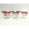 SET 6 COPPETE VINTAGE GELATO MACEDONIA VETRO MOLATO ROSSO TRASPARENTE DECOR  