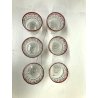 SET 6 COPPETE VINTAGE GELATO MACEDONIA VETRO MOLATO ROSSO TRASPARENTE DECOR  