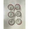 SET 6 COPPETE VINTAGE GELATO MACEDONIA VETRO MOLATO ROSSO TRASPARENTE DECOR  