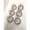 SET 6 COPPETE VINTAGE GELATO MACEDONIA VETRO MOLATO ROSSO TRASPARENTE DECOR  