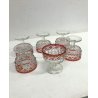 SET 6 COPPETE VINTAGE GELATO MACEDONIA VETRO MOLATO ROSSO TRASPARENTE DECOR  