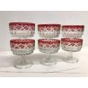 SET 6 COPPETE VINTAGE GELATO MACEDONIA VETRO MOLATO ROSSO TRASPARENTE DECOR  