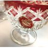 SET 6 COPPETE VINTAGE GELATO MACEDONIA VETRO MOLATO ROSSO TRASPARENTE DECOR  