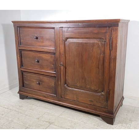 ANTICA CREDENZA DISPENSA RUSTICA LEGNO ABETE ORIGINALE MADIA EPOCA 1800 1 ANTE