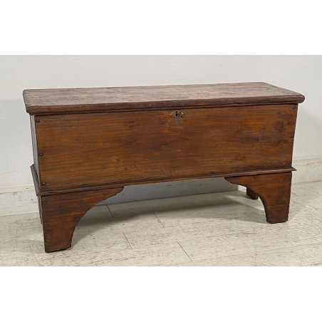 ANTICA PICCOLA CASSAPANCA 1800 LEGNO ABETE MASSELLO DISPENSA EPOCA PANCA BAULE