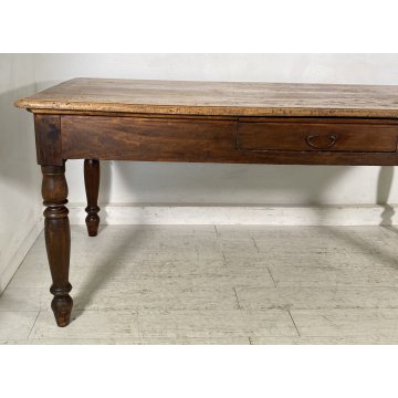 ANTICO TAVOLO PRANZO RETTANGOLARE LEGNO PIOPPO 1800 TABLE OLD 2 CASSETTI EPOCA 