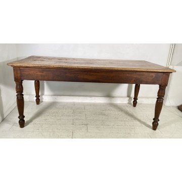 ANTICO TAVOLO PRANZO RETTANGOLARE LEGNO PIOPPO 1800 TABLE OLD 2 CASSETTI EPOCA 