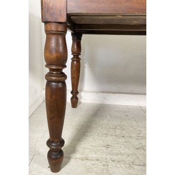 ANTICO TAVOLO PRANZO RETTANGOLARE LEGNO PIOPPO 1800 TABLE OLD 2 CASSETTI EPOCA 