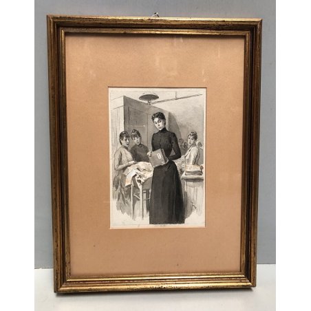 ANTICO DISEGNO ACQUERELLO O. Tofani ILLUSTRATORE SCENA GIOVANI SARTE ATELIER   