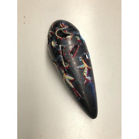 GRANDE SCULTURA DESIGN CERMICA NERA SMALTO POLICROMO DANZA MIDCENTURY POTTERY 
