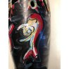 GRANDE SCULTURA DESIGN CERMICA NERA SMALTO POLICROMO DANZA MIDCENTURY POTTERY 