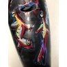 GRANDE SCULTURA DESIGN CERMICA NERA SMALTO POLICROMO DANZA MIDCENTURY POTTERY 
