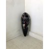 GRANDE SCULTURA DESIGN CERMICA NERA SMALTO POLICROMO DANZA MIDCENTURY POTTERY 
