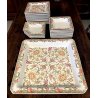 SERVIZIO 21 pz PIATTI QUADRATI CERAMICA Tiffany Boutique BUFFET DECORO FLOREALE