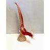 SCULTURA VETRO SOMMERSO MURANO ROSSO PAGLIUZZE ORO FAGIANO PHAESANT GALLO PAVONE