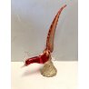 SCULTURA VETRO SOMMERSO MURANO ROSSO PAGLIUZZE ORO FAGIANO PHAESANT GALLO PAVONE